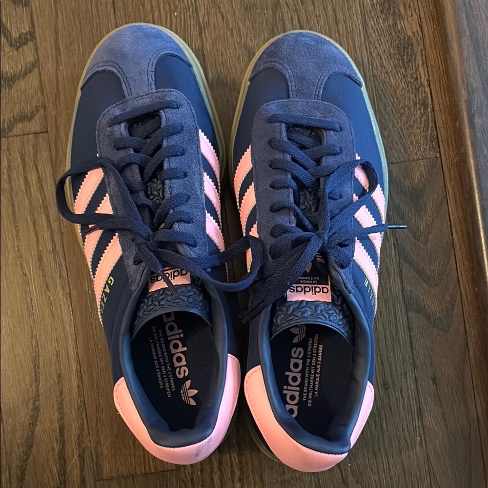 Adidas Navy and Pink Gazelle Sneakers